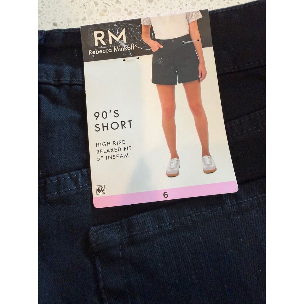 Rebecca Minkoff 90's Short High Rise Relaxed Fit Dark Black Denim Size 6 Women's - Picture 3 of 6